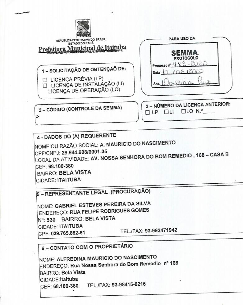 Solicitação de Renovação de Licença de Operação