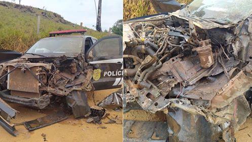 Viatura da Polícia Civil se choca com caminhão boiadeiro em vicinal de Itaituba