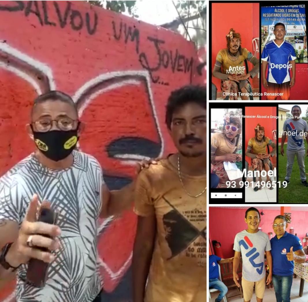 Coordenador da Clínica Renascer resgata homem das ruas.  Manoel saiu a pouco tempo do tratamento mas, foi abandonado.