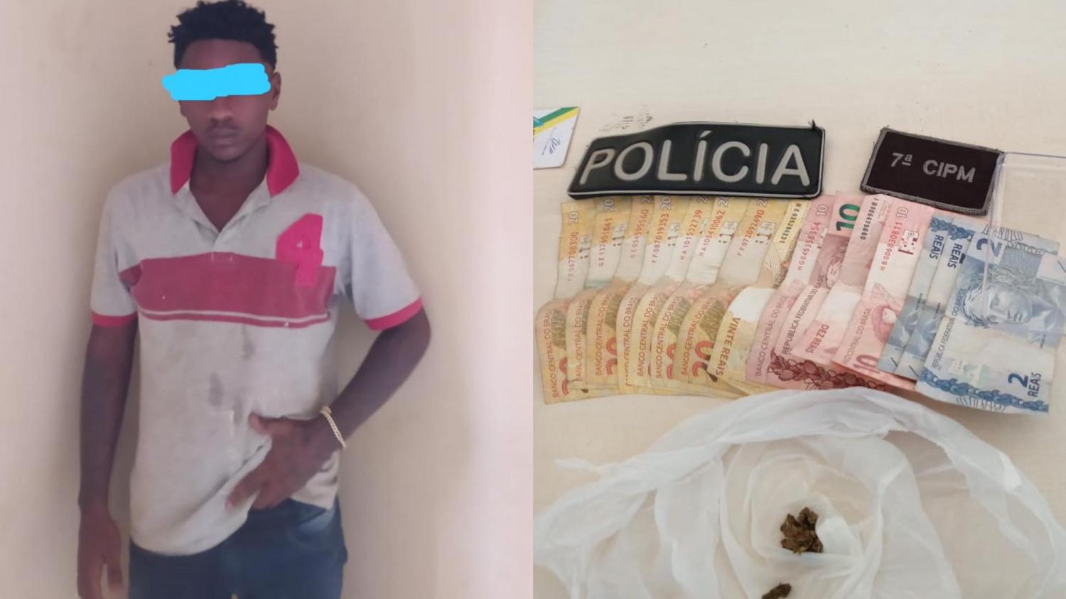 Suspeito de tráfico de drogas é preso pela polícia no distrito de Castelo dos Sonhos