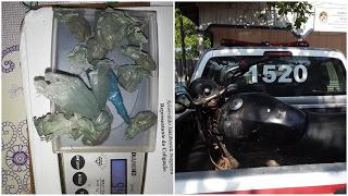Três pessoas são presas com drogas, dinheiro e moto em distrito de Trairão