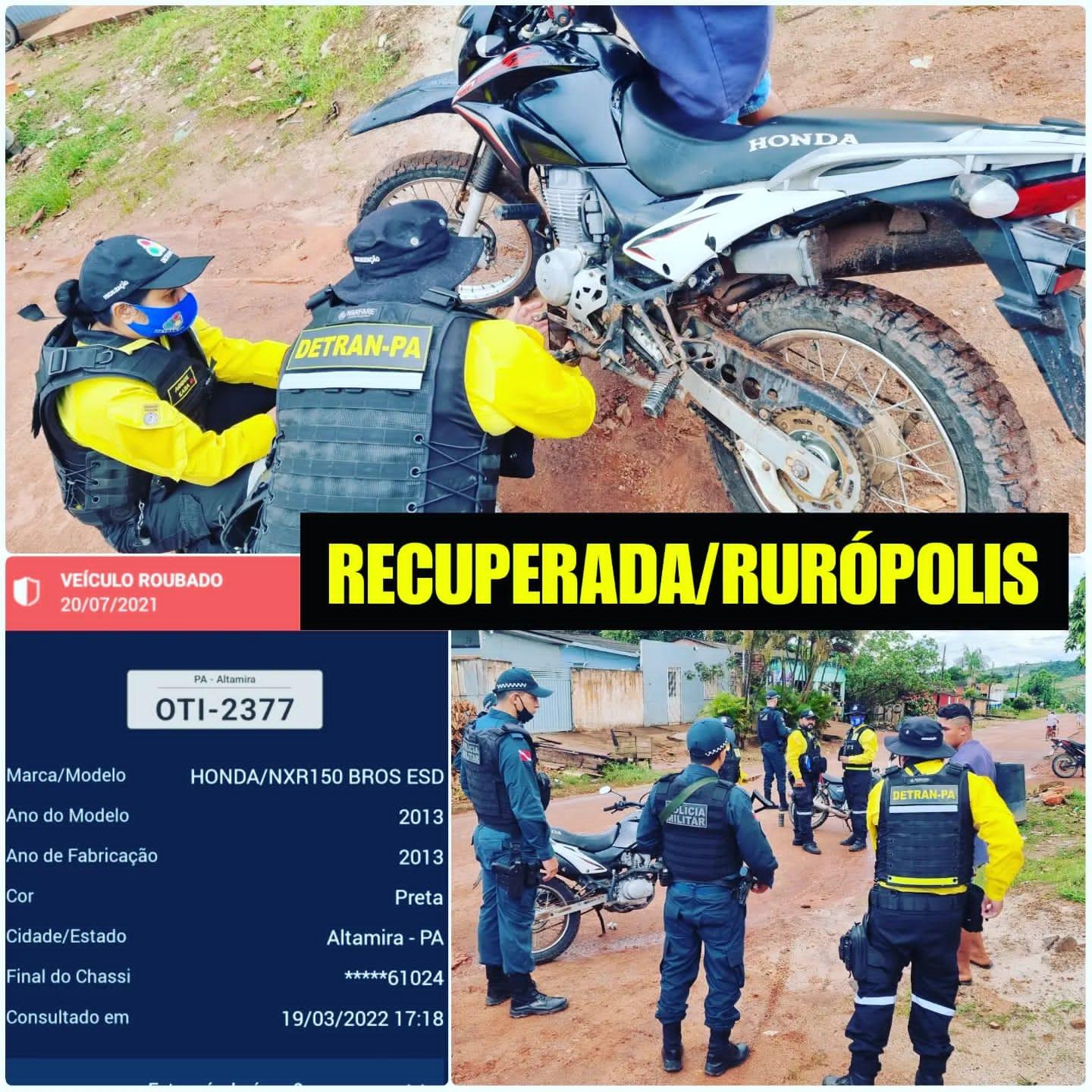 DETRAN-PA RECUPERA VEÍCULO COM REGISTRO DE FURTO/ROUBO EM RURÓPOLIS