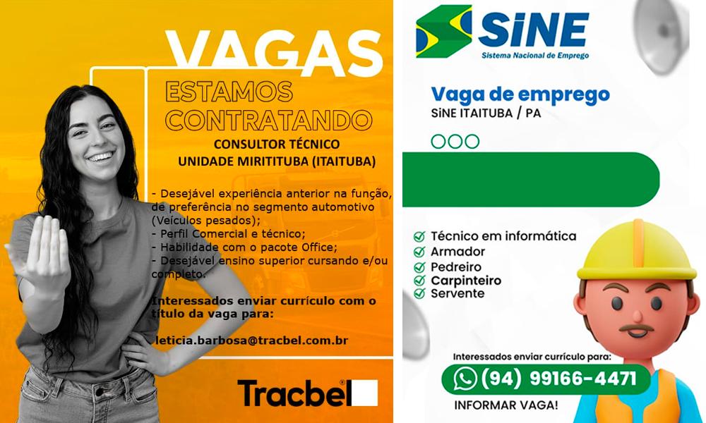 Vaga de Emprego: Grupo TracBel e SINE-ITAITUBA abre vaga para contratação imediata; veja como mandar currículo