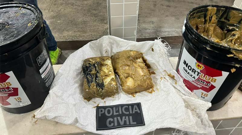 Rota do tráfico – Polícia Civil de Santarém apreende droga em baldes de graxa