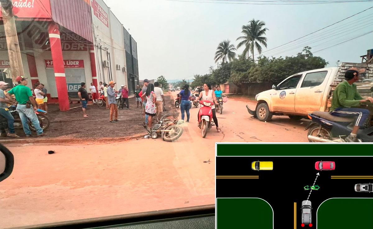 Acidente em cruzamento de via recente mente asfaltada chama atenção no Distrito de Moraes Almeida