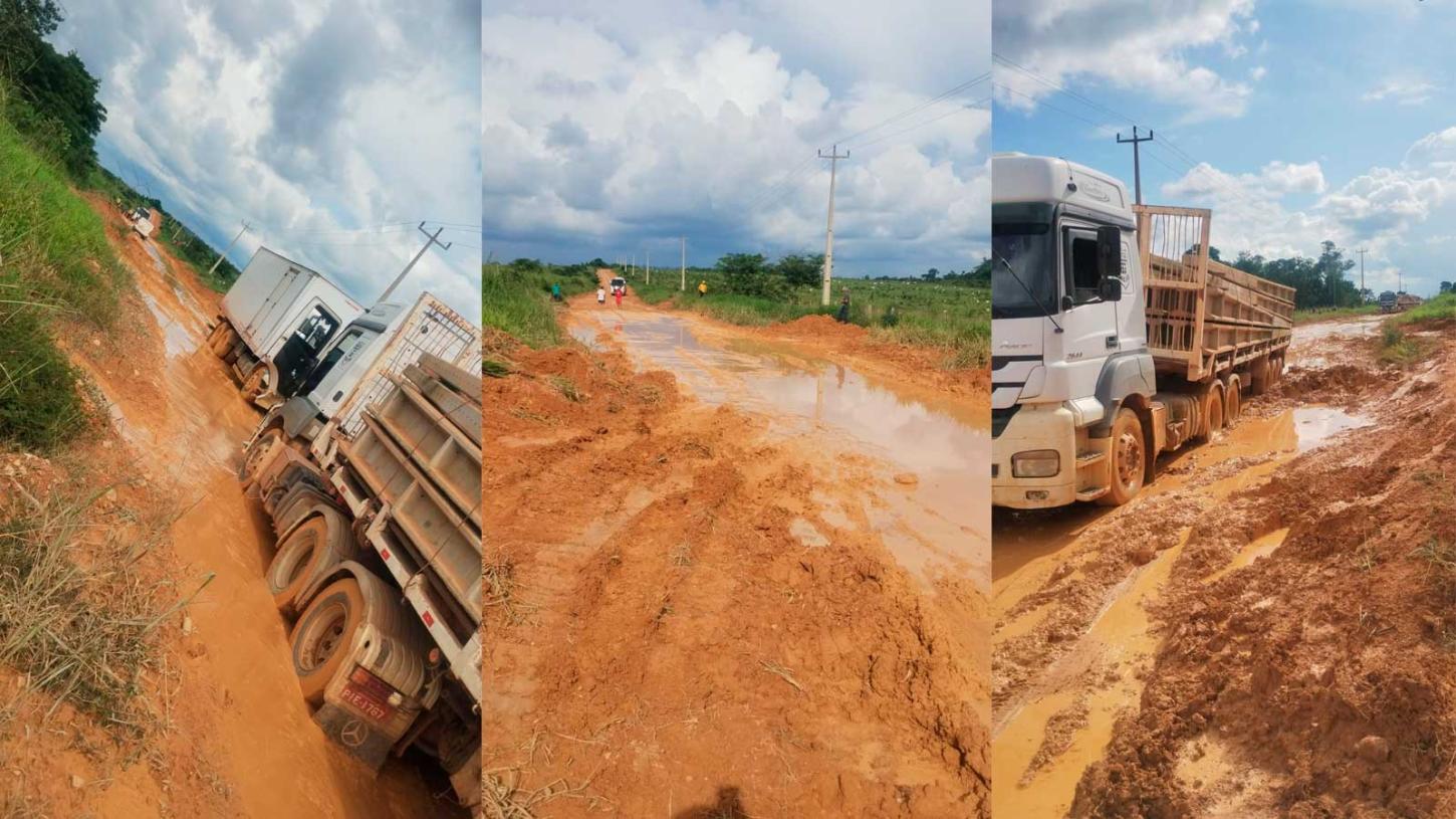 Fortes chuvas forma pontos criticos na PA Transgarimpeira em Itaituba no Pará