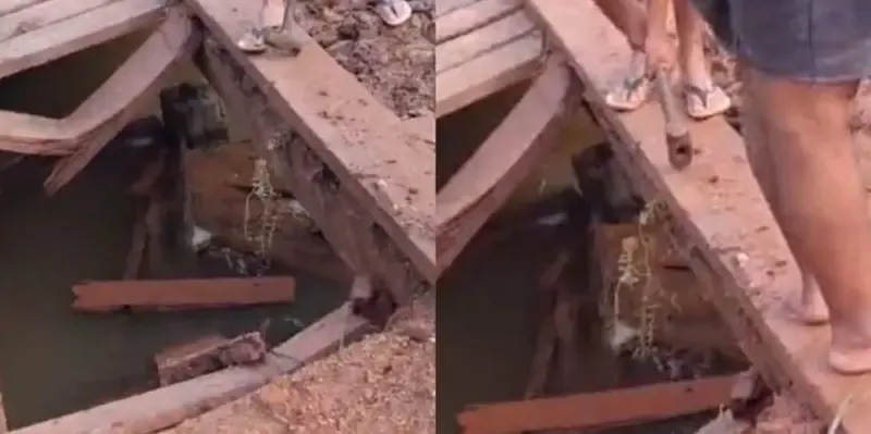 Moradores pedem intervenção urgente da prefeitura após danos causados por veículo pesado em ponte na comunidade
