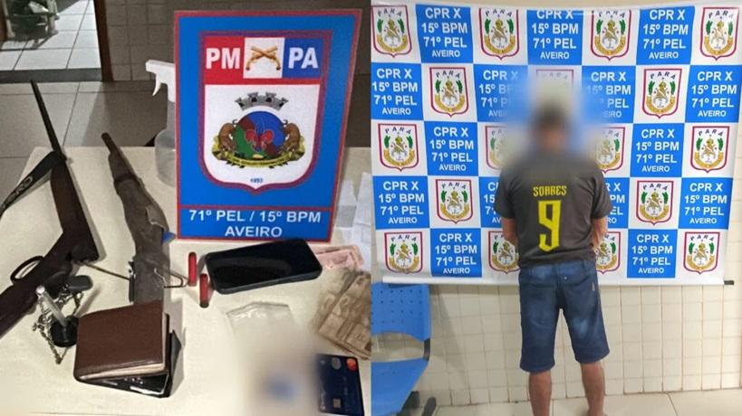 Homem é Preso com Armas e Munições Após Ameaçar Atirar no Rosto de Vítima em Aveiro (PA)