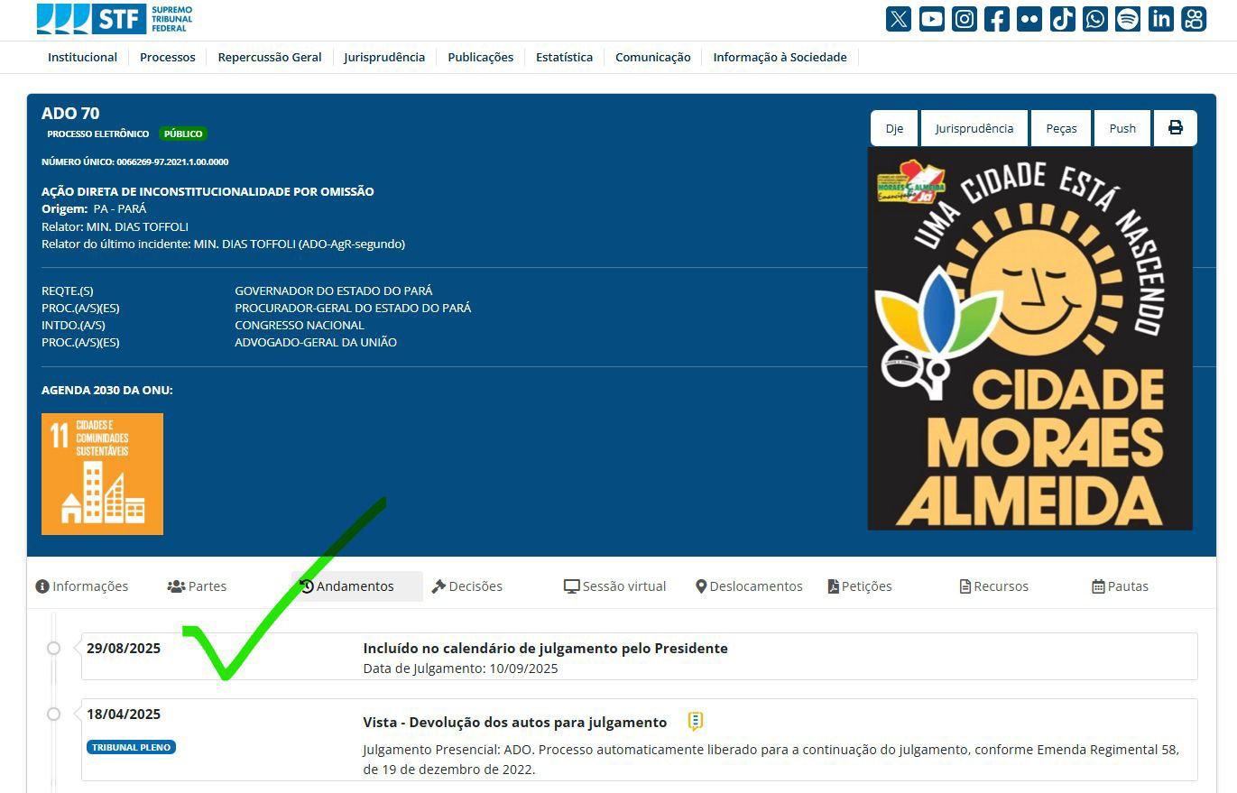 VÍDEO: Distrito de Moraes Almeida, tem Ação Direta de Inconstitucionalidade por Omissão (ADO) pautada para jugamento pelo STF
