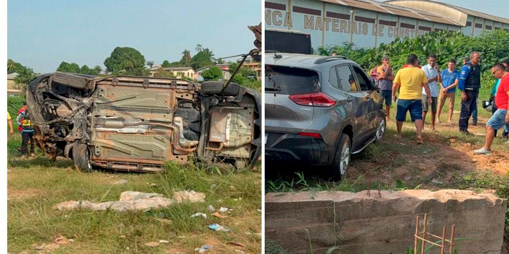 Veículo cai no Igarapé Oriundo após subir em contenção na “Curva da Morte”, em Itaituba no Pará