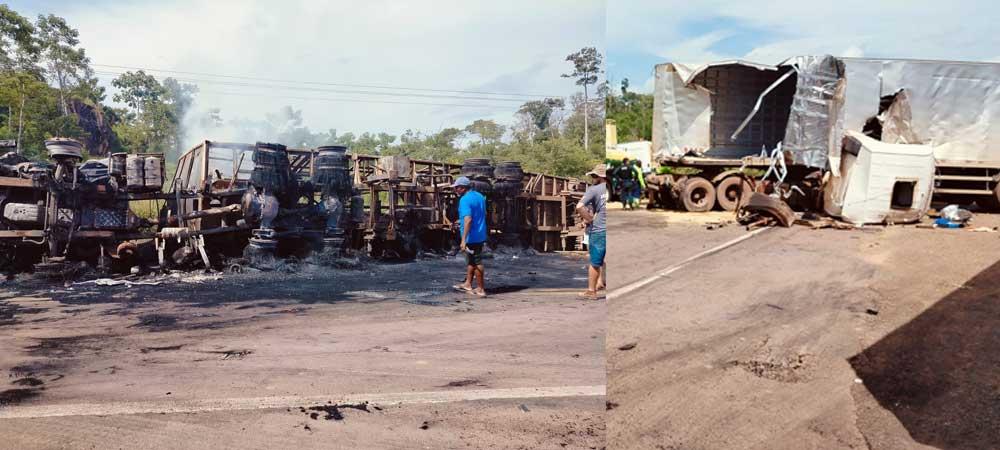 VÍDEO: Motorista morre após colisão entre carreta e caminhão na BR-163 em Itaituba
