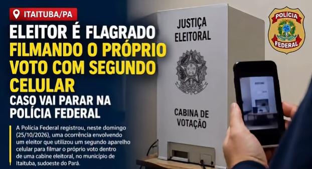 Eleitor é suspeito de filmar voto com segundo celular em Itaituba; caso é investigado pela Polícia Federal
