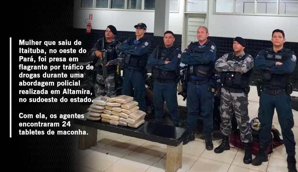 Mulher que partiu de Itaituba é presa com 24 tabletes de maconha em Altamira