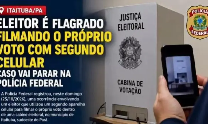 Eleitor é suspeito de filmar voto com segundo celular em Itaituba; caso é investigado pela Polícia Federal