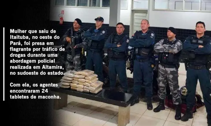 Mulher que partiu de Itaituba é presa com 24 tabletes de maconha em Altamira
